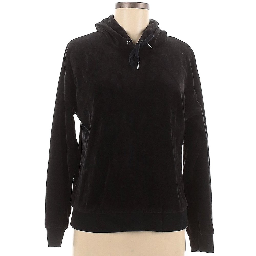 J. Crew Black Velour Pullover Hoodie - Size Medium